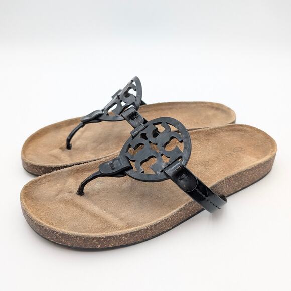 Tory Burch Miller Cloud Sandals Women's Perfect Black/Natural Size US9.5M EU40 - Picture 1 of 14